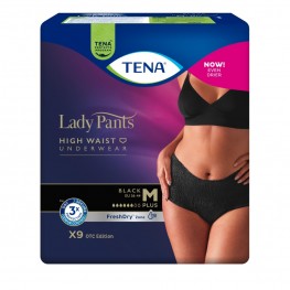 TENA Lady Pants Plus - Дискретно бельо за жени с висока талия, цвят Черен, Размер М, 9 бр./опак.